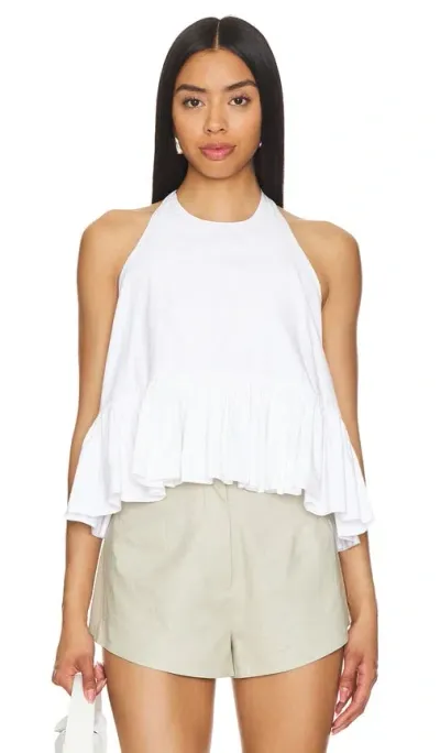 Azeeza Winston Poplin Halterneck Top In White