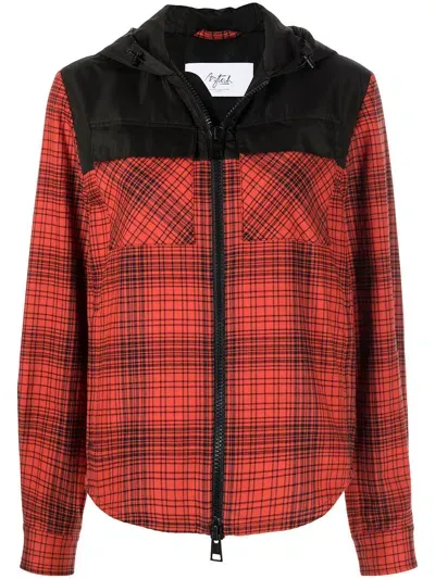 Aztech Mountain Check-print Zipped Hoodie In Red