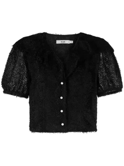 B+ab Frayed Effect Puff-sleeve Shirt In Schwarz