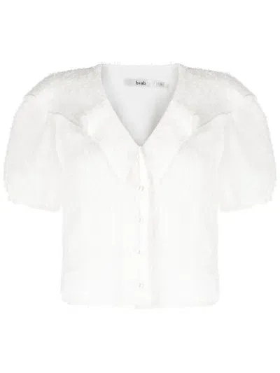 B+ab Frayed Effect Puff-sleeve Shirt In White