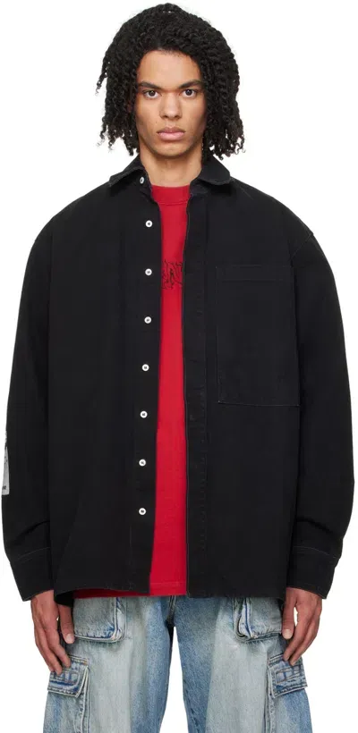 B1archive Black Oversized Long Sleeve Shirt In Canvas Black