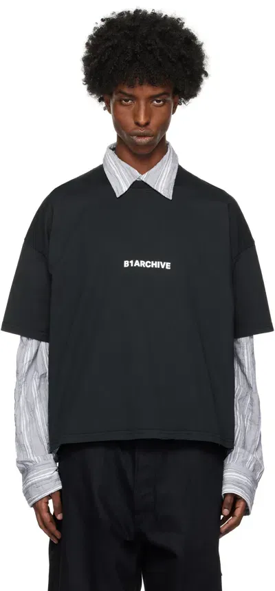 B1archive Black Printed-logo T-shirt In Interlock Black