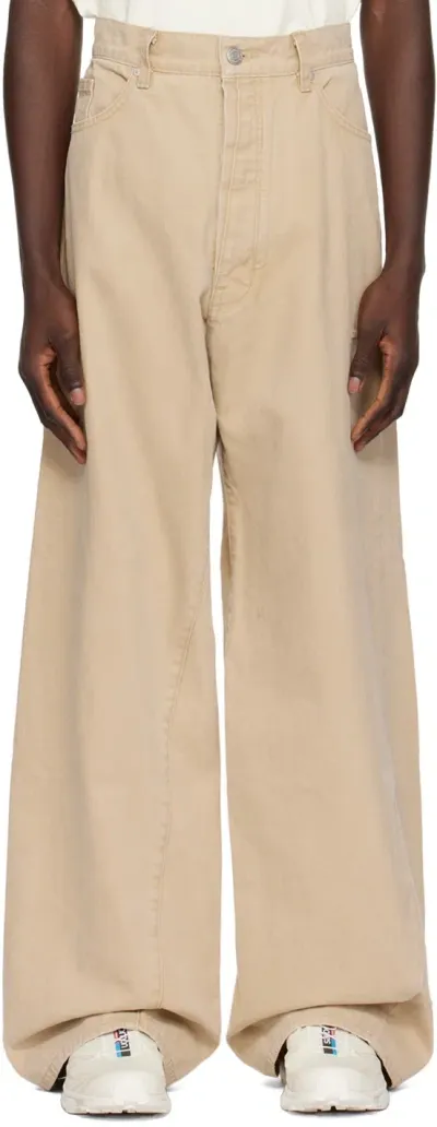 B1archive Khaki Wide Leg 5 Pocket Jeans In Canvas Khaki