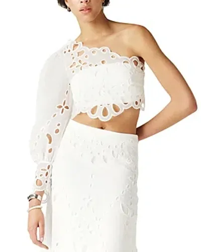 Ba&sh Ba & Sh Vesper One Shoulder Eyelet Top In White