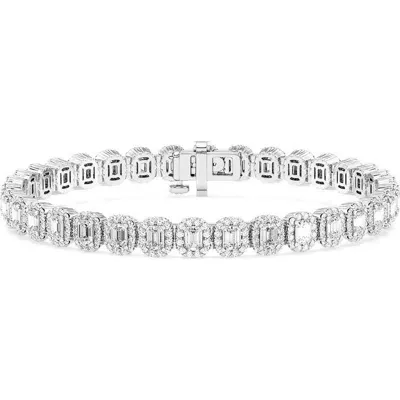 Badgley Mischka Collection 14k White Gold Near Lab Grown Square Pavé Diamond Bracelet In 7.15 Ctw White Gold