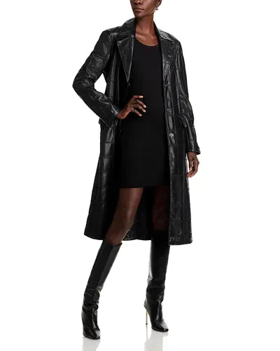 Bagatelle Faux Leather Trench Coat In Black