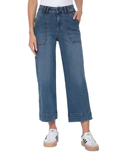 Bagatelle High Rise Cropped Wide Leg Jeans In Soho Wash