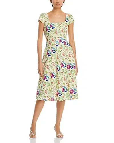 Bagatelle Printed Square Neck Seamed Flare Midi Dress In Fiesta Floral