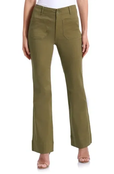 Bagatelle Stretch Cotton Flare Pants In Olive