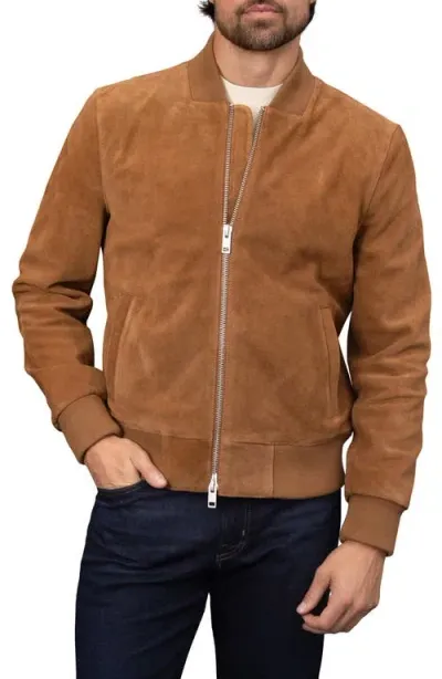 Bagatelle Suede Bomber Jacket In Cognac