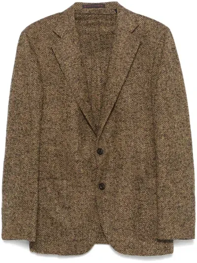 Bagnoli Sartoria Napoli Herringbone Blazer In Braun