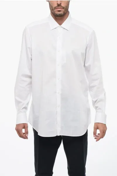 Bagutta Cotton Poplin Shirt With Classic Collar In White