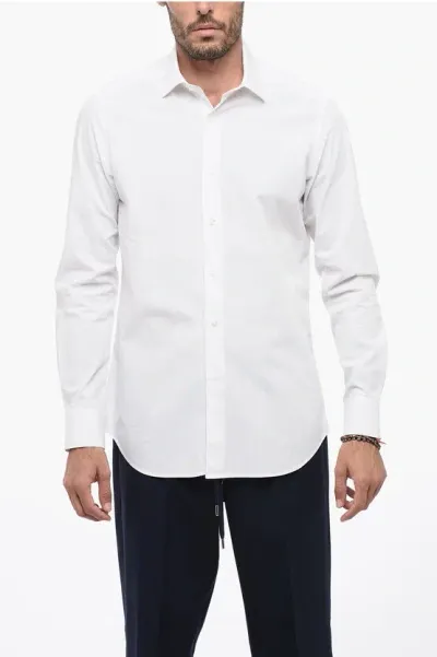 Bagutta Poplin Cotton Shirt With Spread Collar