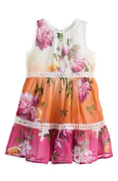 Baker By Ted Baker Kids' Citrus Bloom Ombré Tiered Dress In Yellow