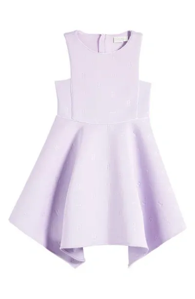 Baker By Ted Baker Kids' Embossed Handkerchief Hem Scuba Dress In Purple