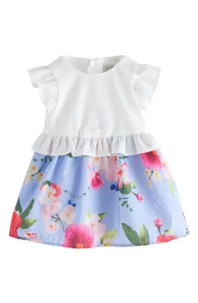 Baker By Ted Baker Babies' Ruffle Mixed Media Dress In Blue