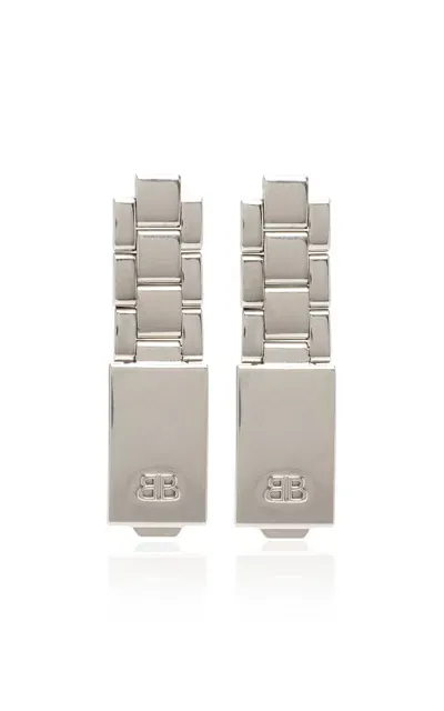 Balenciaga 24/7 Long Silver-tone Earrings