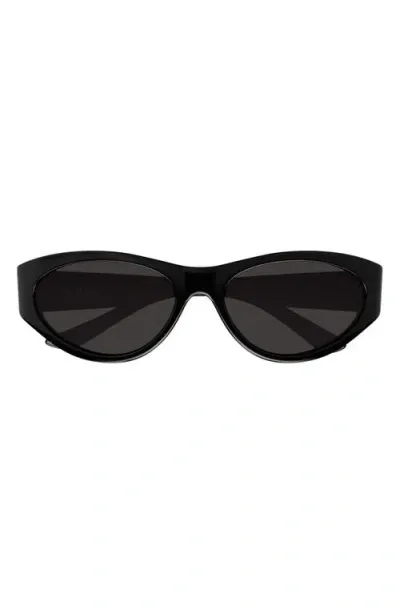 Balenciaga 60mm Oval Sunglasses In Shiny Solid Black