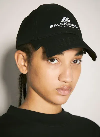 Balenciaga Activewear Baseball Cap In Black