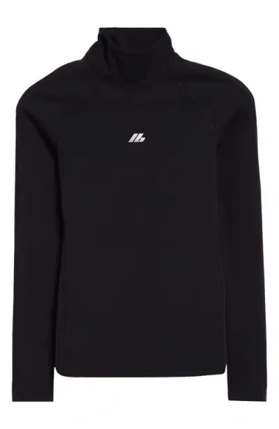 Balenciaga Activewear Logo Fitted Turtleneck Top In 1081 Black/reflective