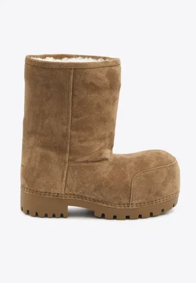 Balenciaga Alaska Fur Ankle Boots In Brown