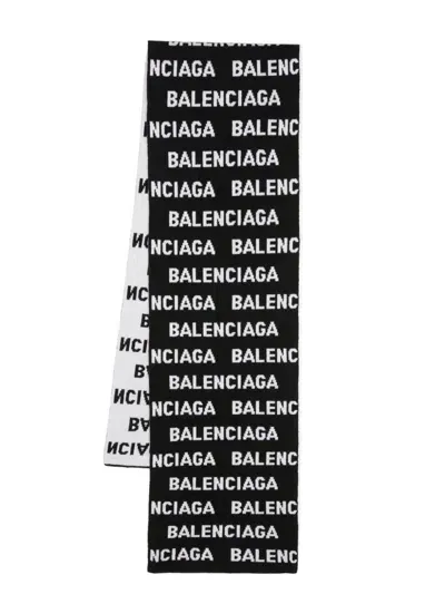 Balenciaga Allover Logo Wool Scarf