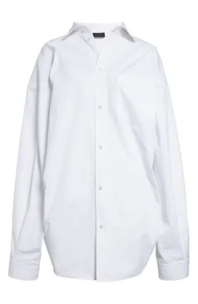 Balenciaga Asymmetric Oversize Stripe Button-up Shirt In White