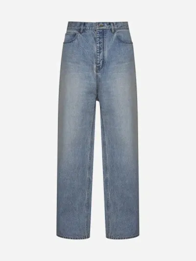 Balenciaga Contrasting Denim Jeans In Light Blue