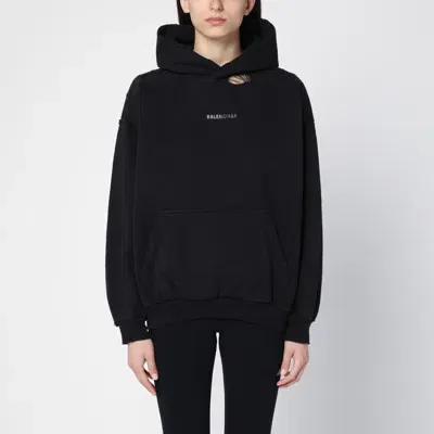 Balenciaga Back Black Hoodie With Wear