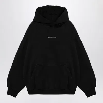 Balenciaga Back Hoodie With Wear In Black