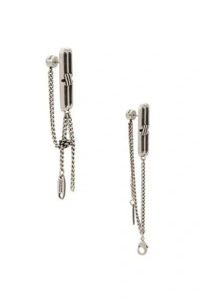 Balenciaga Bb Icon Tangled Earring In Antique Silver