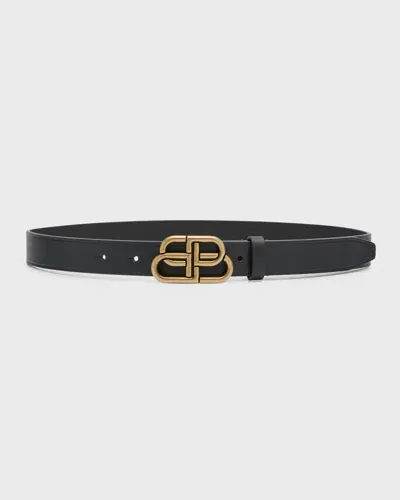 Balenciaga Bb Thin Belt In 1000 Black