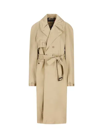 Balenciaga Belted Trench Coat In Beige