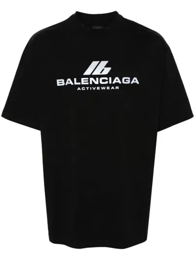 Balenciaga Reflective-logo Cotton T-shirt In Black