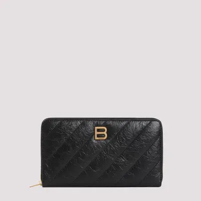 Balenciaga Crush Continental Wallet In Black