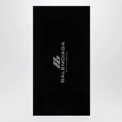 Balenciaga Black Cotton Activewear Gym Towel