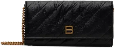 Balenciaga Black Crush Wallet On Chain Quilted Bag In 1000 Black