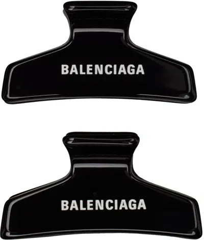 Balenciaga Set Of 2 Holli Acetate Hair Clips In Black