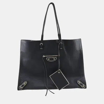 Pre-owned Balenciaga Black Leather Papier Tote Bag