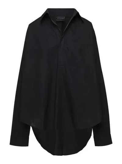 Balenciaga Black Maxi Shirt In Cotton Woman