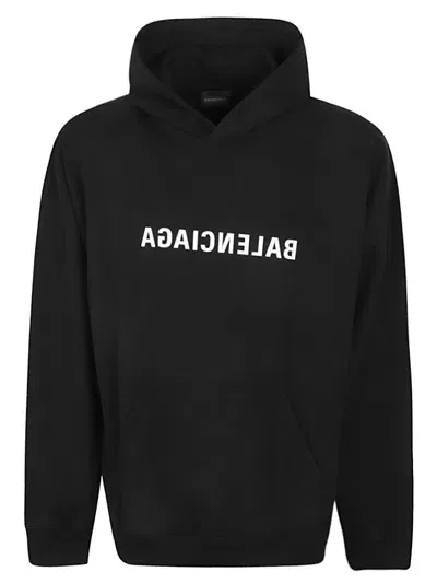 Balenciaga Black Oversized Unisex Hooded Sweatshirt With Logo Detail