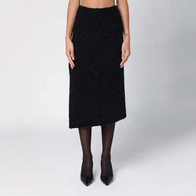 Balenciaga Black Tweed Midi Skirt