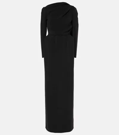 Balenciaga Caped Crêpe Gown In Black