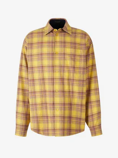 Balenciaga Reversible Checked Cotton-flannel Shirt In Yellow