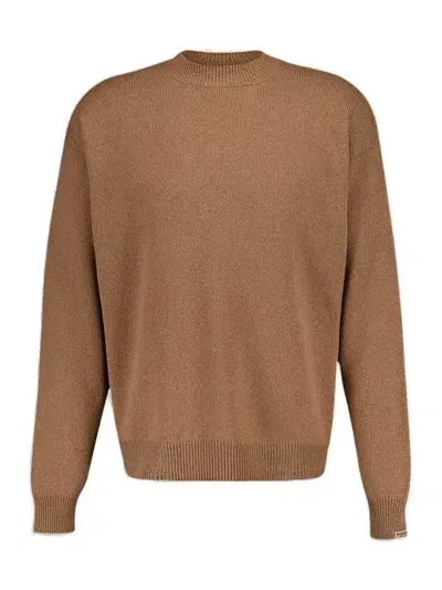 Balenciaga Crewneck Knit Sweater In Brown