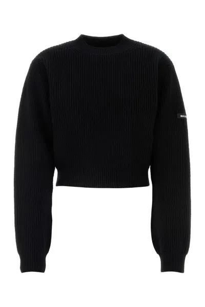 Balenciaga Cropped Sweater-m Nd  Female In Black