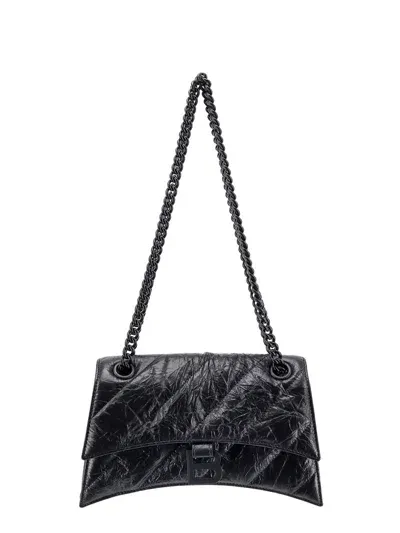 Balenciaga Crush Monogrammed Shoulder Bag In Black