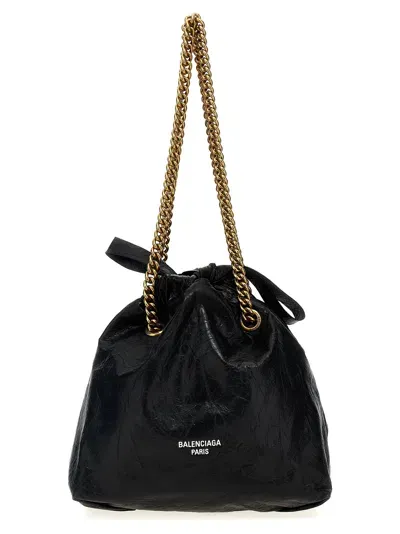 Balenciaga Crush Small Leather Tote Bag In Black