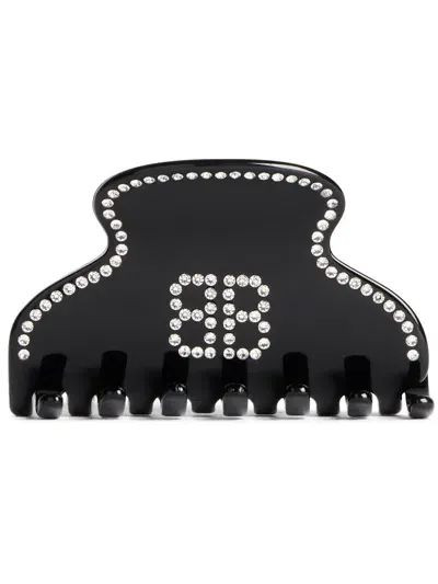 Balenciaga Crystal-embellished Hair Clip In Black