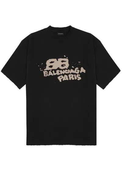 Balenciaga Men's Dirty Bb Paris Icon T-shirt In Black